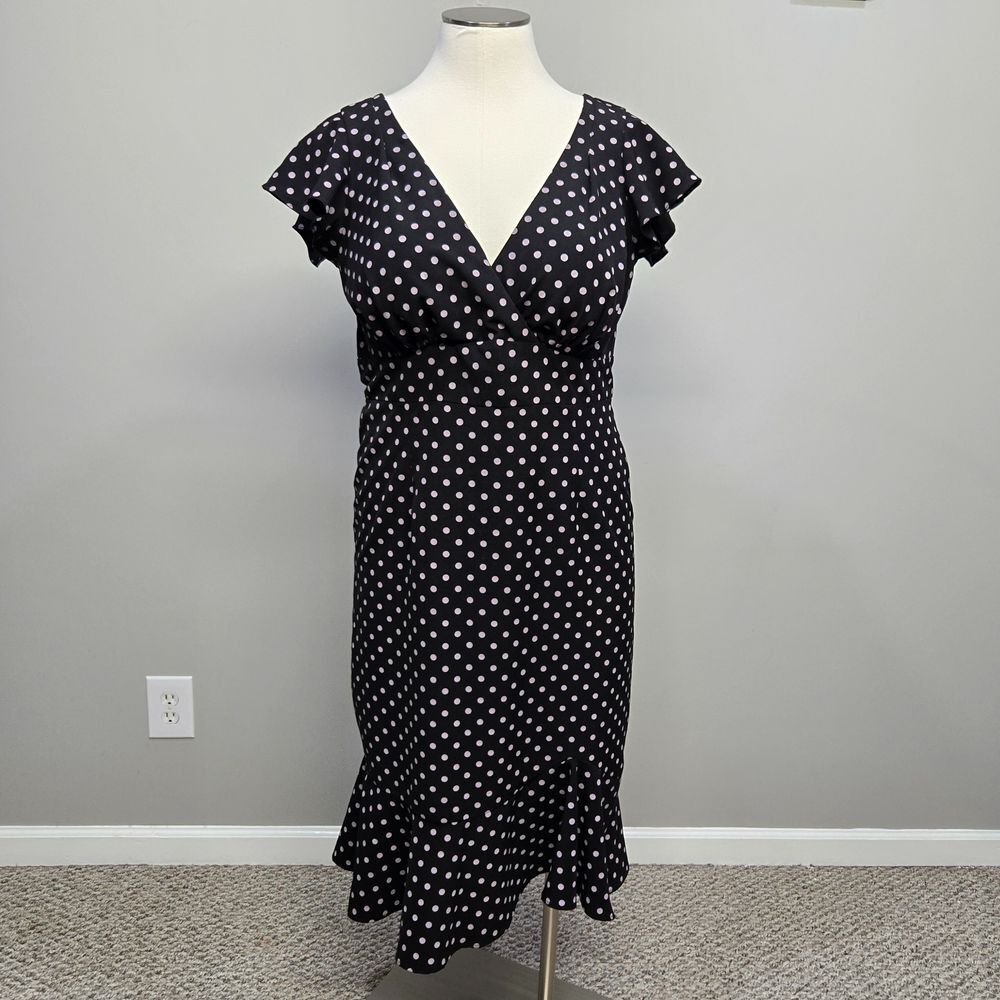 Stop Staring Dress Plus‎ Size 2X Leilani Black Polka Dot Fitted Retro 40s Wiggle